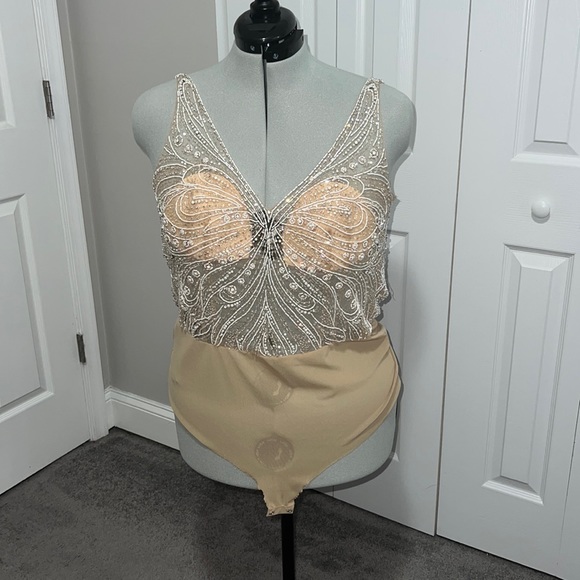 Willowby by watters butterfly beaded sheer bodysuit wedding style no 59601 - Picture 5 of 9